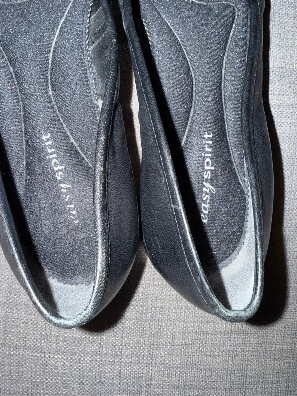 Easy Spirit Black Slip-On Flats with Gold Ring Accent